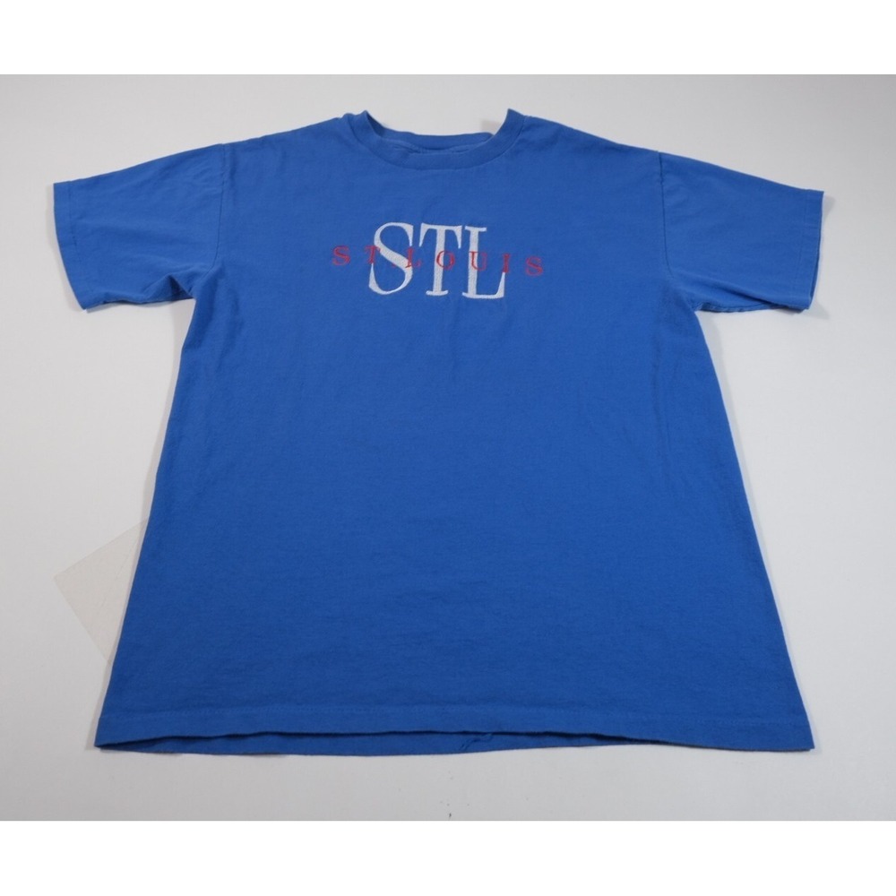 Anvil T-Shirt Mens L Blue St.‎ Louis STL Vintage 90s Made In USA Embroidered Tee